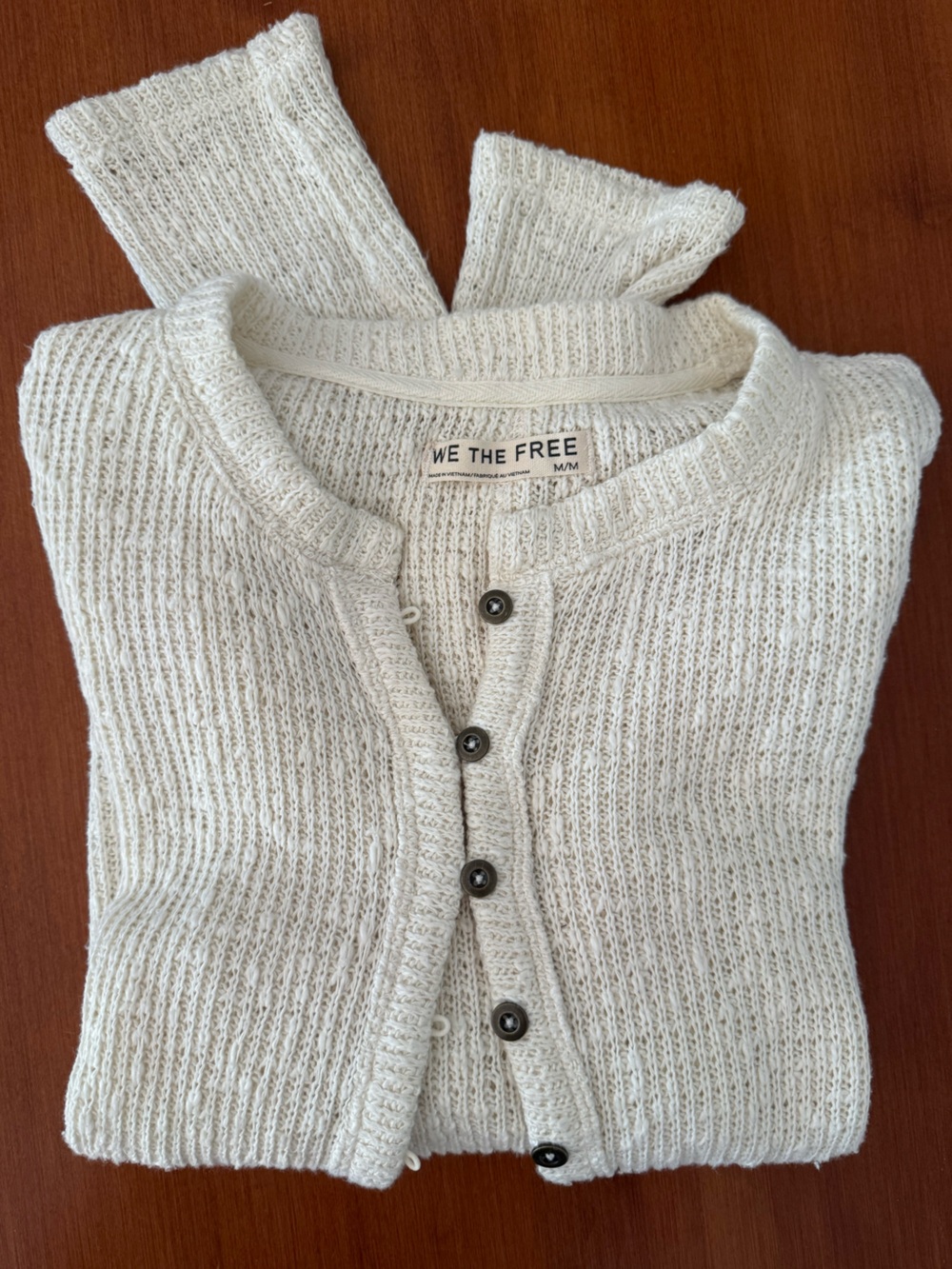 We The Free Cream Knit Button-Up Cardigan